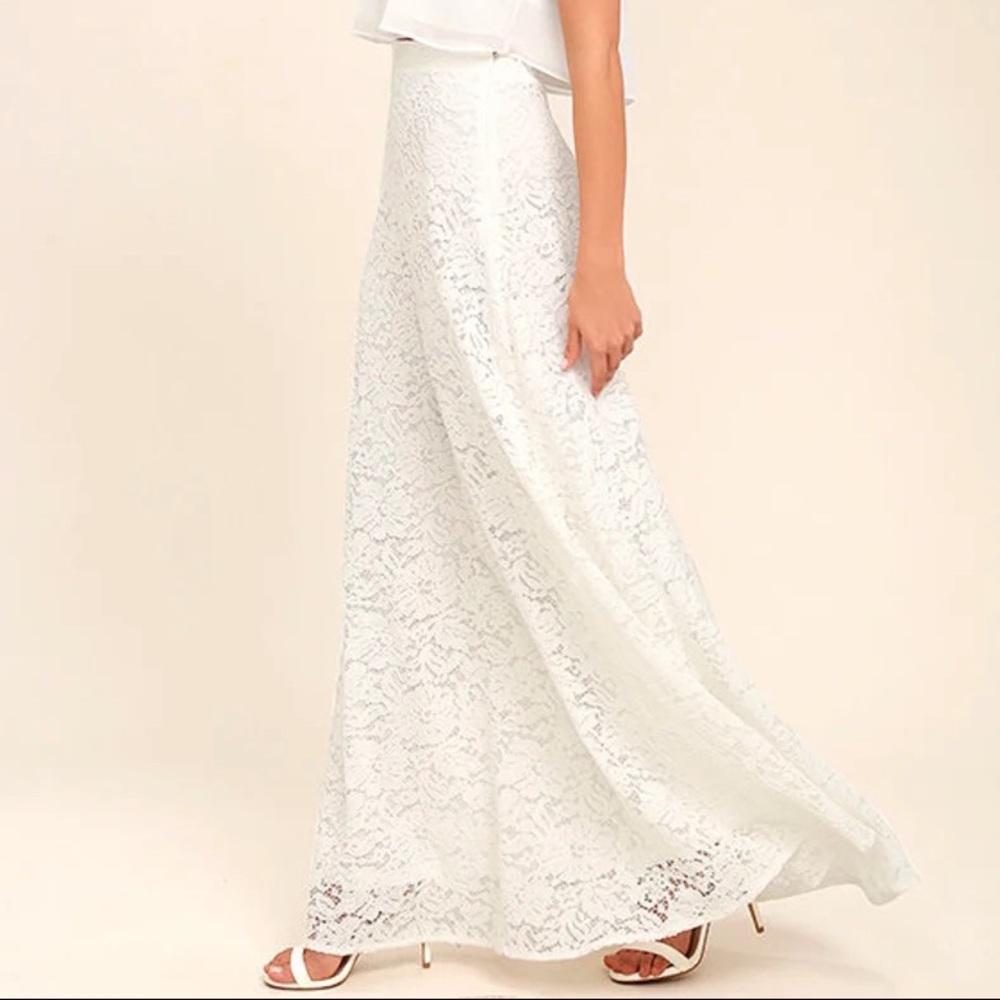 Lulus White Lace Maxi Skirt